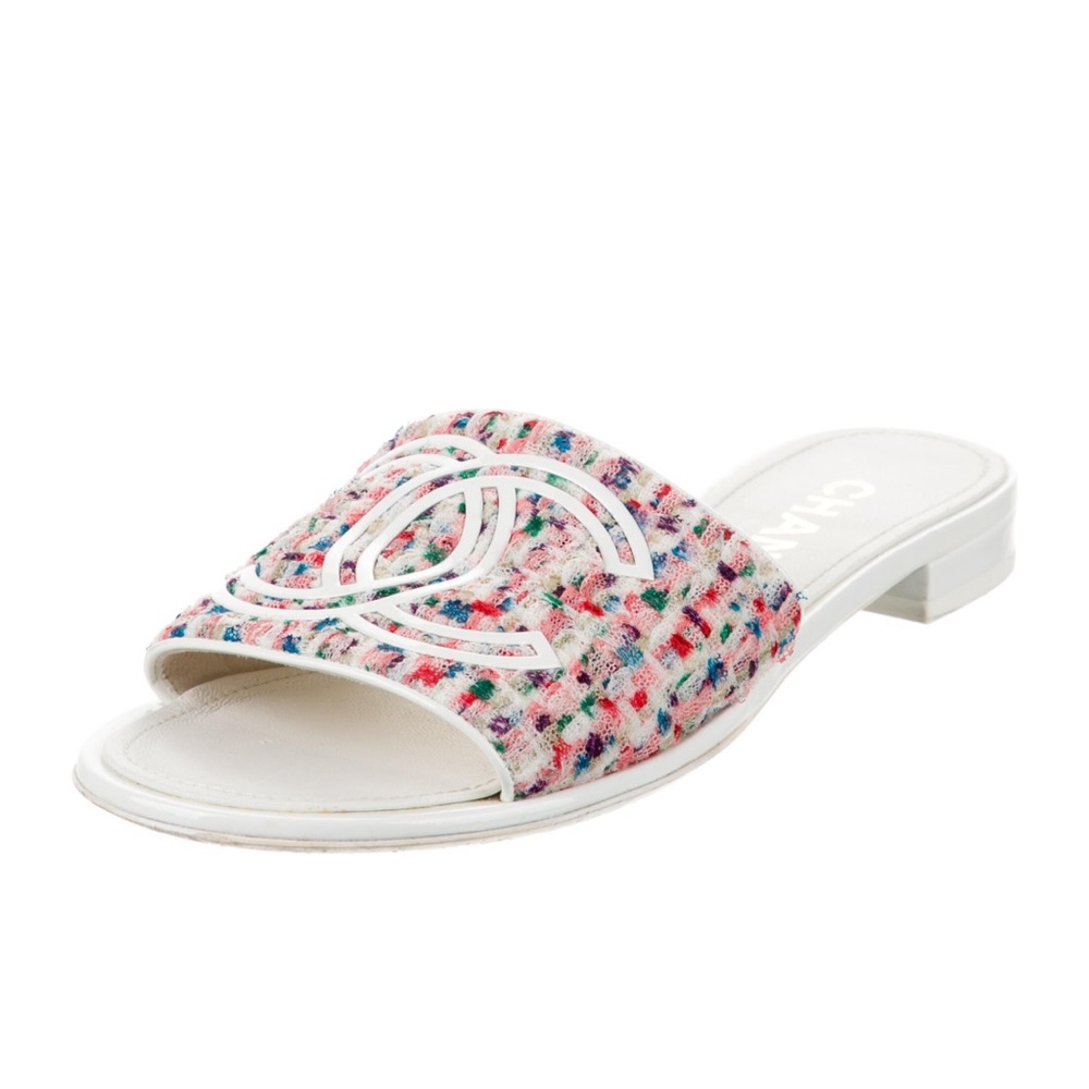 Chanel Tweed Slides